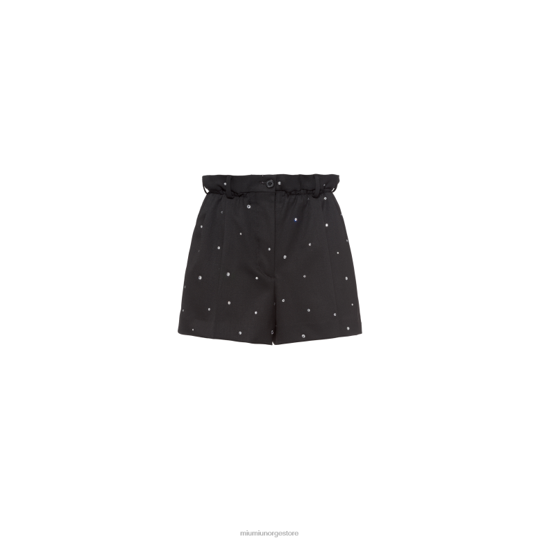 broderte grain de poudre shorts Miu Miu svart 4R2LJ1001 klar til å ha på