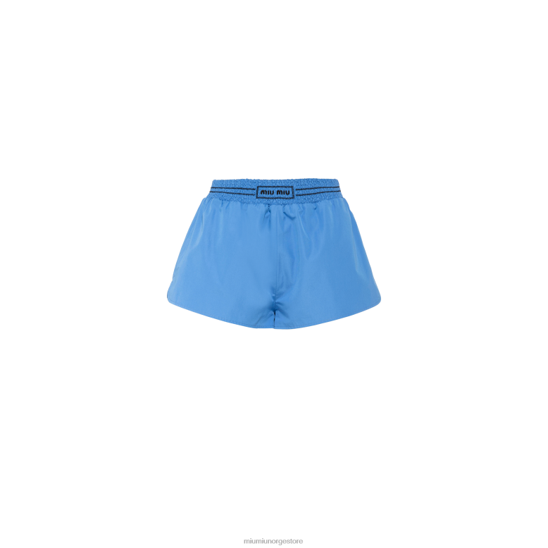 broderte poplinshorts Miu Miu periwinkle blå 4R2LJ940 klar til å ha på