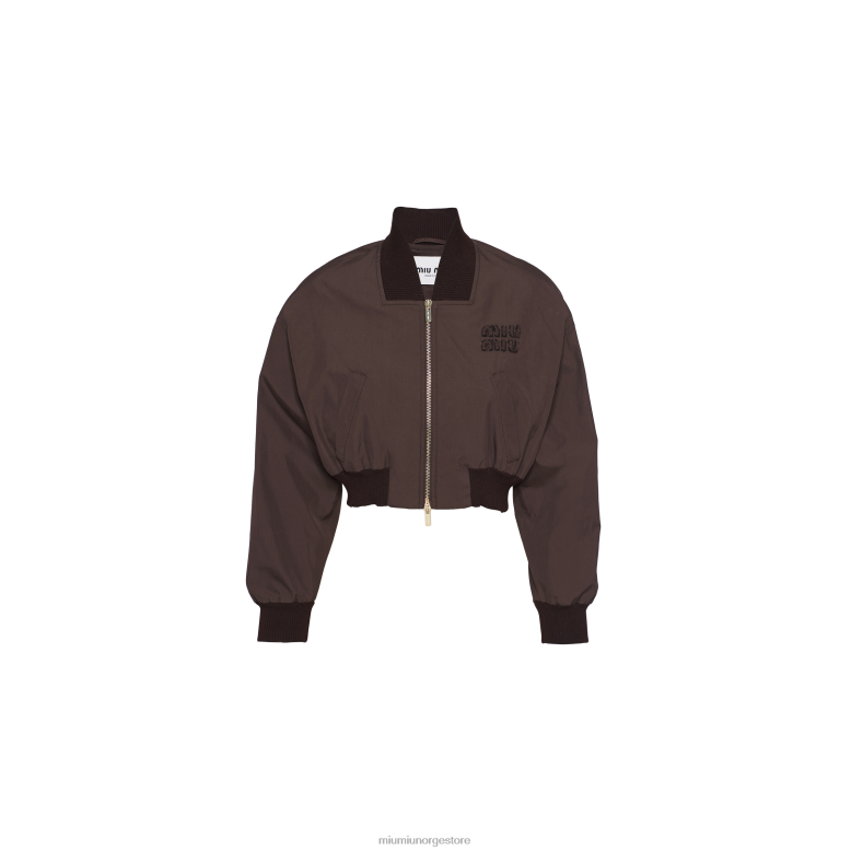 bomberjakke i panama bomull Miu Miu kakao brun 4R2LJ452 klar til å ha på