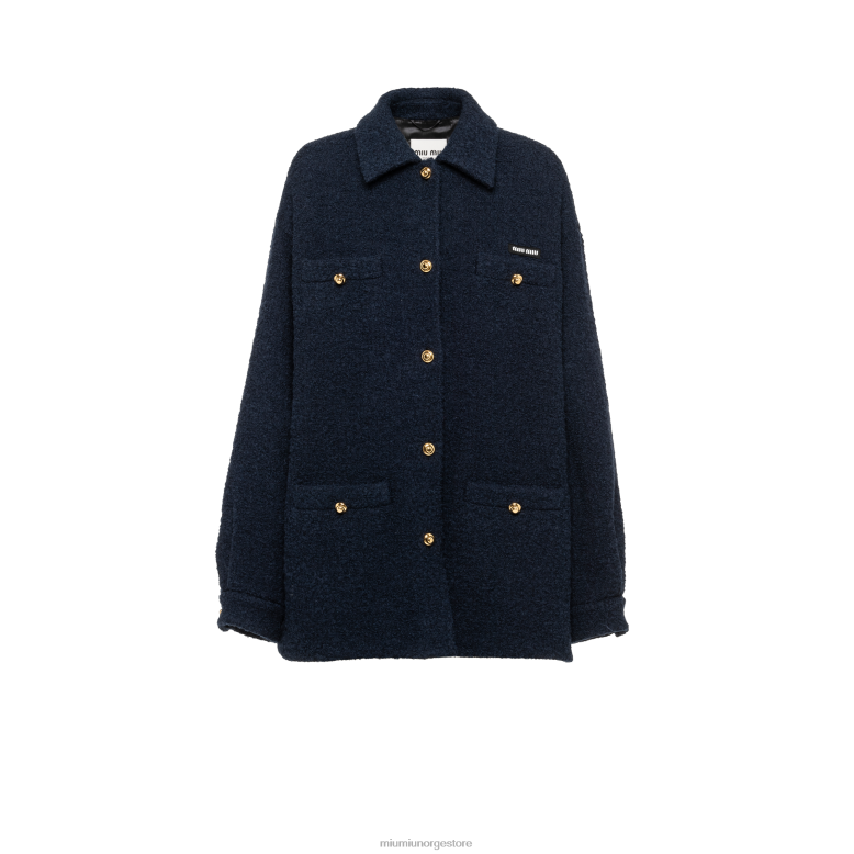 boucle blouson jakke Miu Miu marinen 4R2LJ481 klar til å ha på