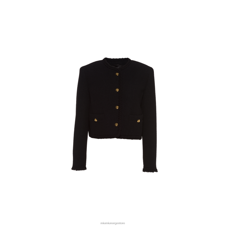 boucle enkelt-breasted jakke Miu Miu svart 4R2LJ501 klar til å ha på