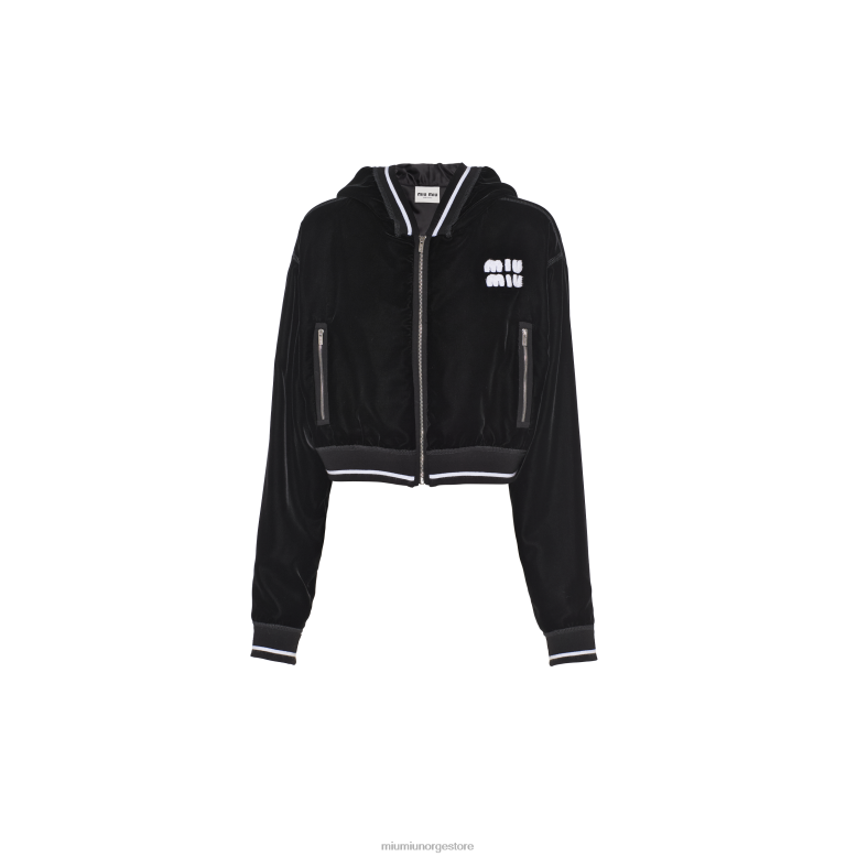 brodert fløyelsbluse Miu Miu svart 4R2LJ701 klar til å ha på