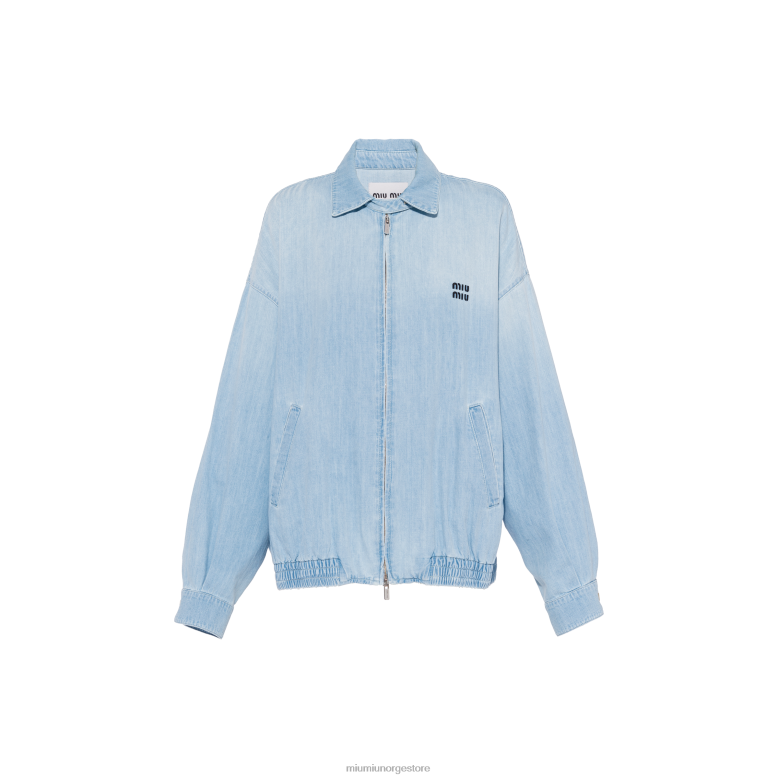 chambray blouson jakke Miu Miu safirblå 4R2LJ525 klar til å ha på