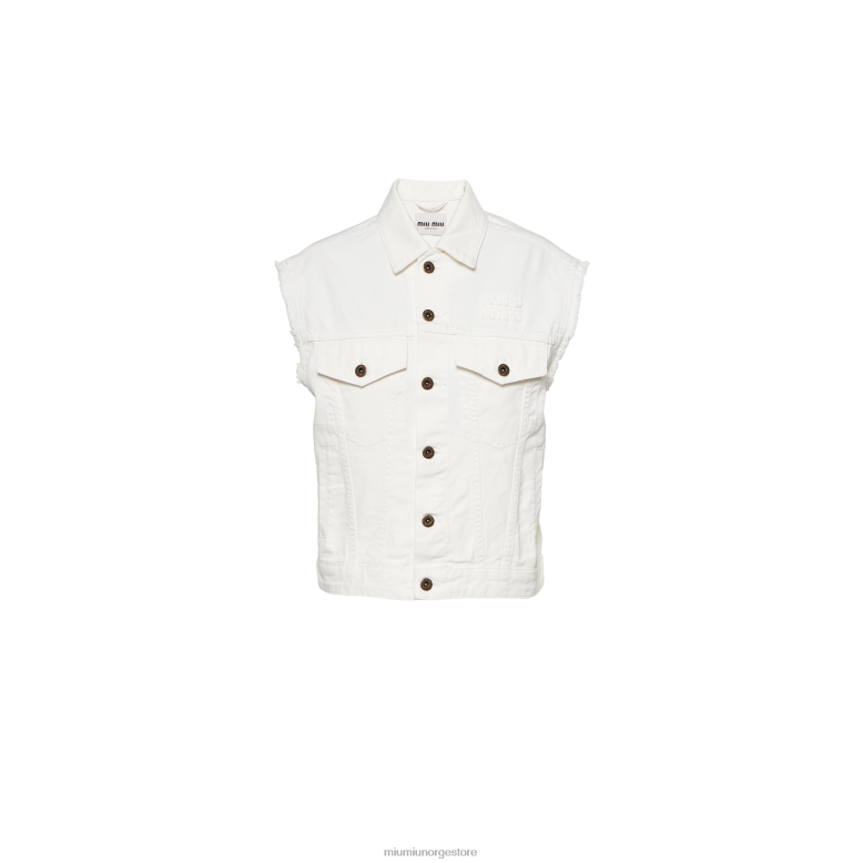 denim blouson jakke Miu Miu hvit 4R2LJ483 klar til å ha på