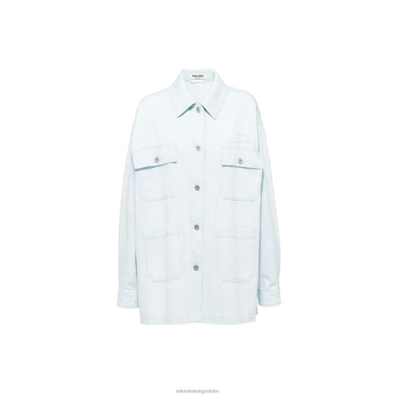 denim blouson jakke Miu Miu lyse blå 4R2LJ482 klar til å ha på