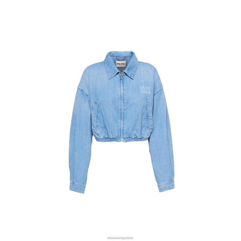 denim blouson jakke Miu Miu safirblå 4R2LJ478 klar til å ha på