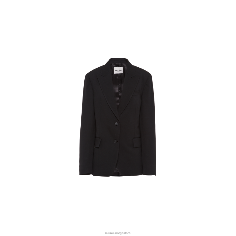 enkeltspent grain de poudre jakke Miu Miu svart 4R2LJ492 klar til å ha på