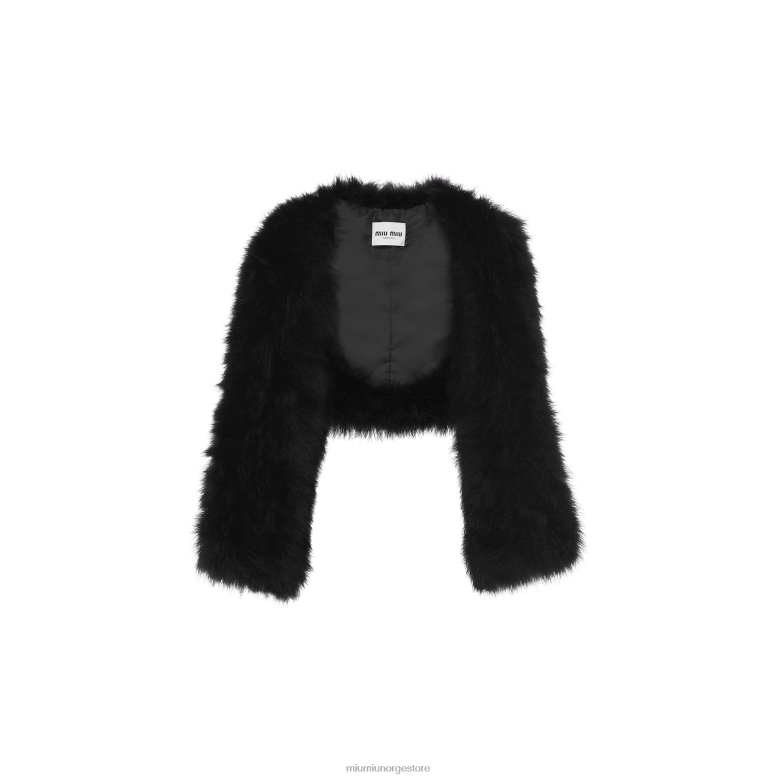 marabou fjær stjal Miu Miu svart 4R2LJ496 klar til å ha på