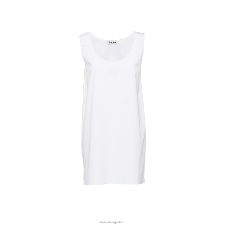 brodert poplin mini-kjole Miu Miu hvit 4R2LJ352 klar til å ha på