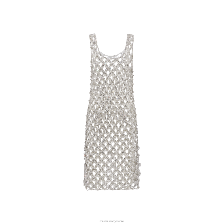 brodert rhinestone mesh kjole Miu Miu krystall 4R2LJ418 klar til å ha på