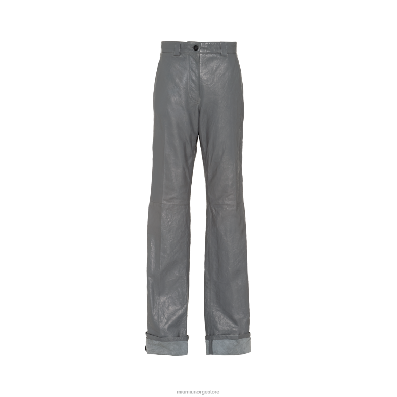 rynkete nappa-skinnbukser Miu Miu jerngrå 4R2LJ558 klar til å ha på