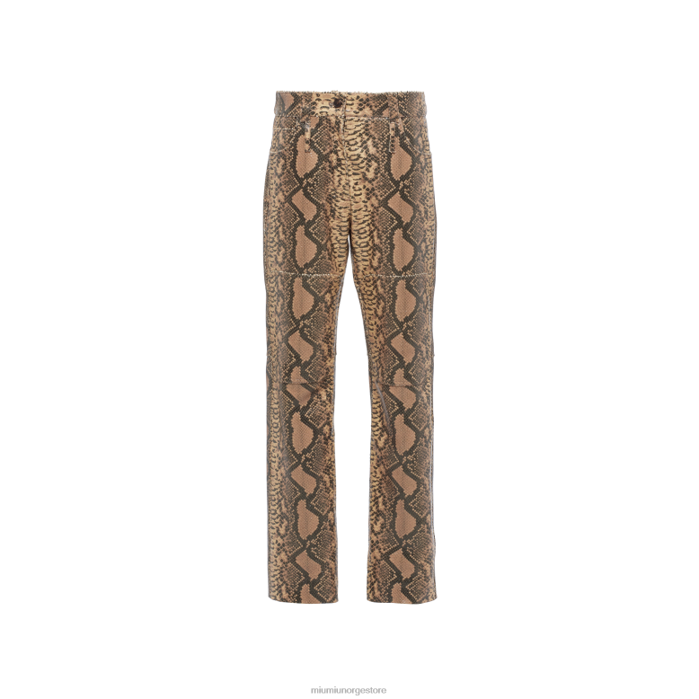 skinnbukser med pytontrykk Miu Miu kamelbrun 4R2LJ567 klar til å ha på