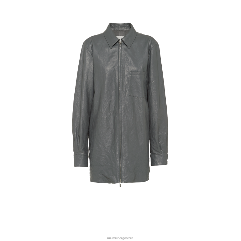 skjorte i nappaskinn Miu Miu jerngrå 4R2LJ557 klar til å ha på