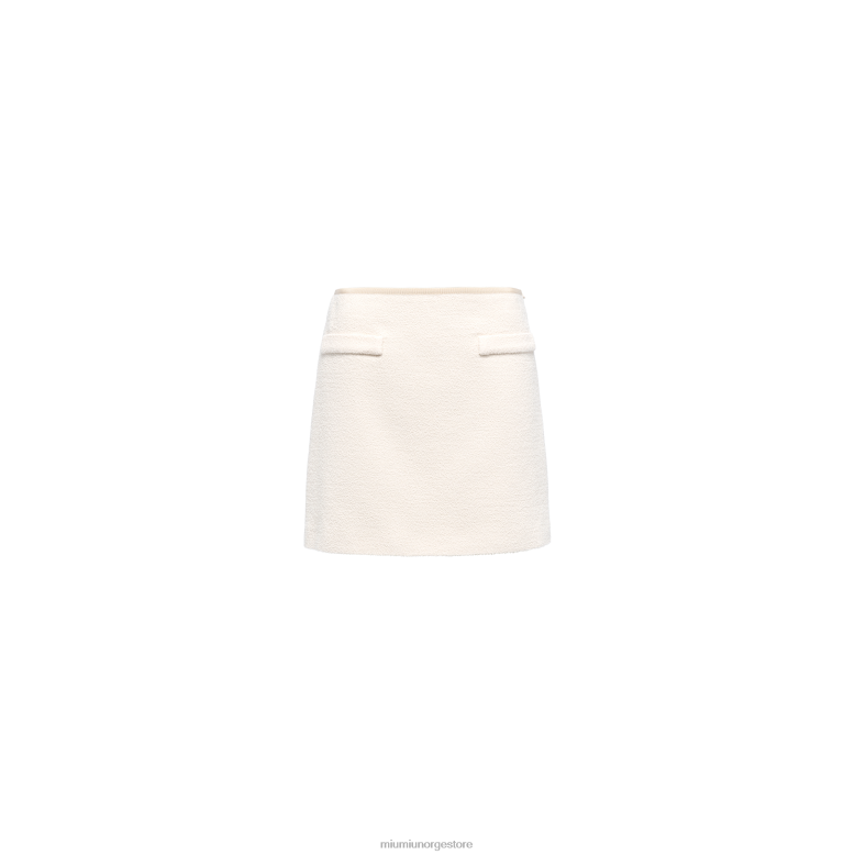 boucle tweed miniskjørt Miu Miu elfenbein 4R2LJ926 klar til å ha på