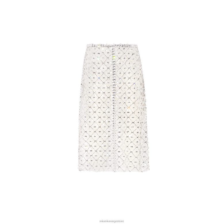 brodert organza midi-skjørt Miu Miu hvit 4R2LJ910 klar til å ha på