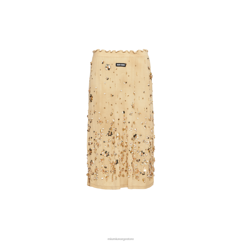 brodert plaggfarget ribbestrikket jerseyskjørt Miu Miu ledning 4R2LJ853 klar til å ha på