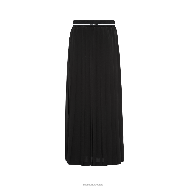 crepe de chine plissert midiskjørt Miu Miu svart 4R2LJ859 klar til å ha på