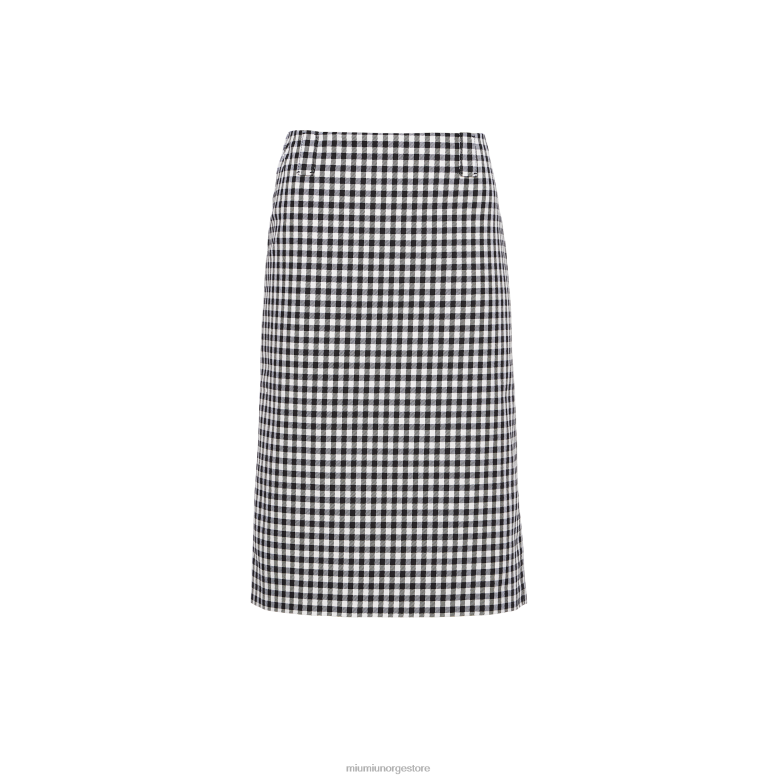 gingham rutete skjørt Miu Miu hvit svart 4R2LJ863 klar til å ha på