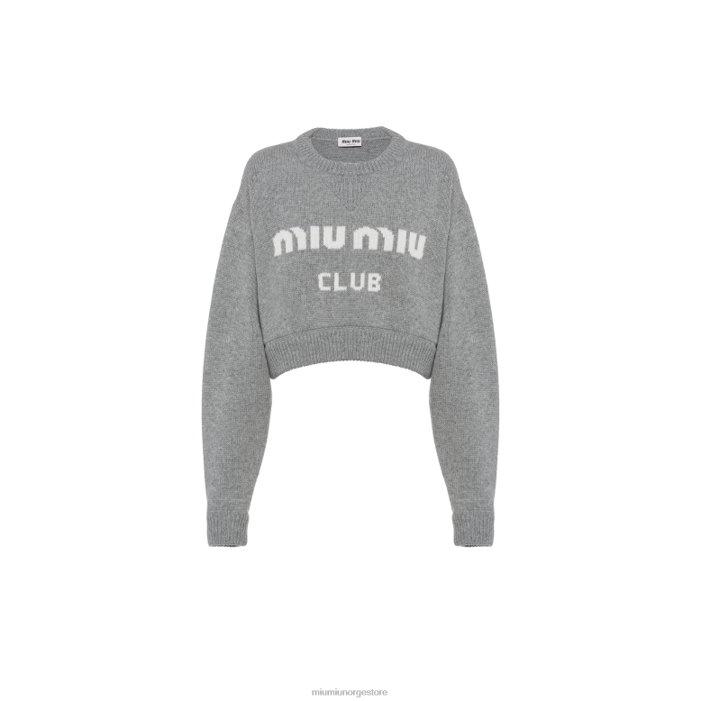 beskåret kashmirgenser Miu Miu grå 4R2LJ824 klar til å ha på