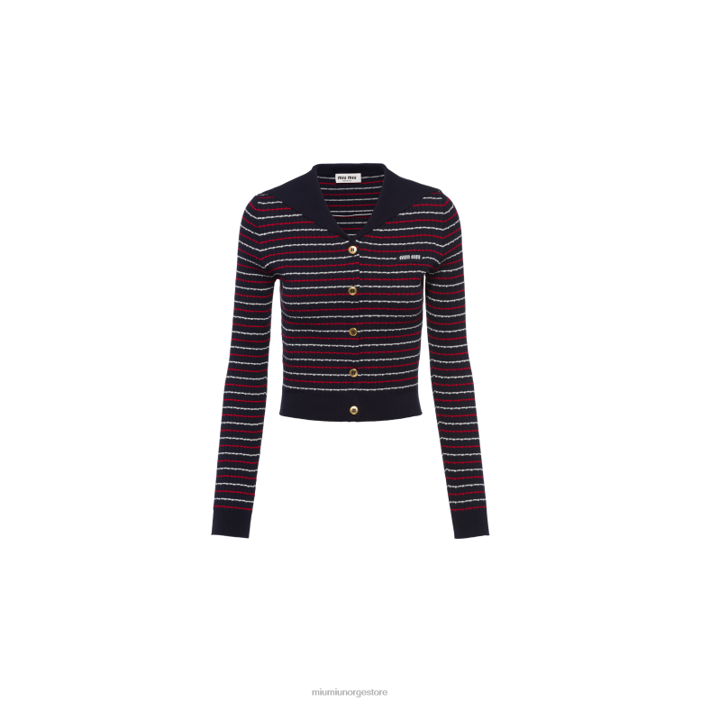 bomull cardigan Miu Miu marinen 4R2LJ828 klar til å ha på