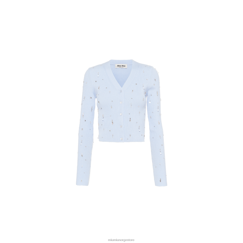 brodert ull cardigan Miu Miu astro 4R2LJ808 klar til å ha på