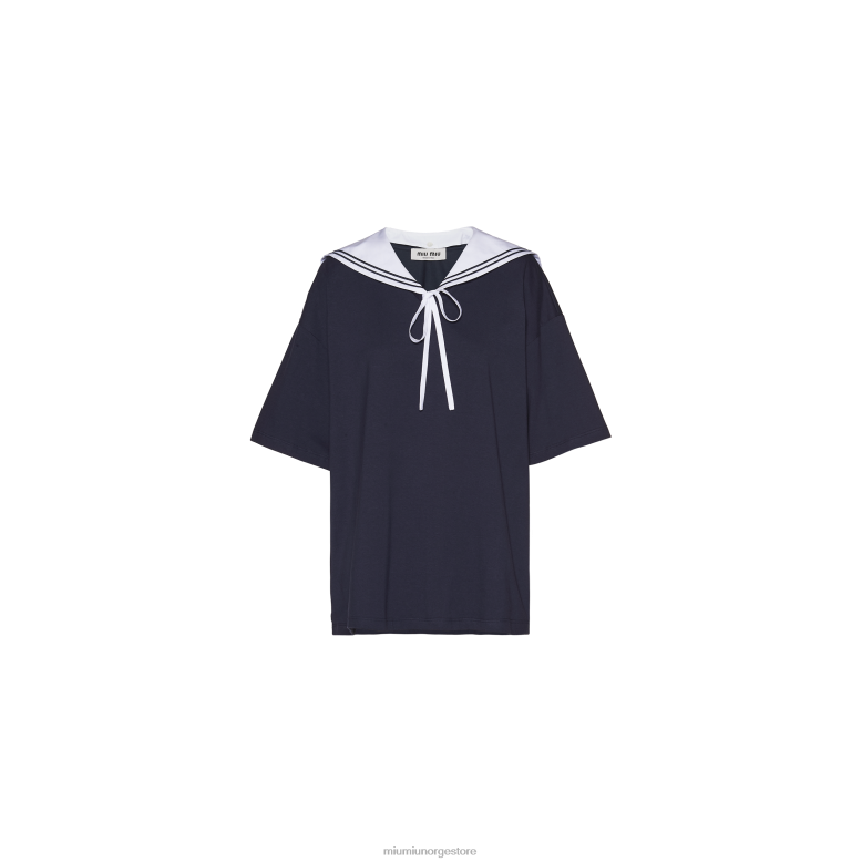 bomull t-skjorte Miu Miu marinen 4R2LJ691 klar til å ha på