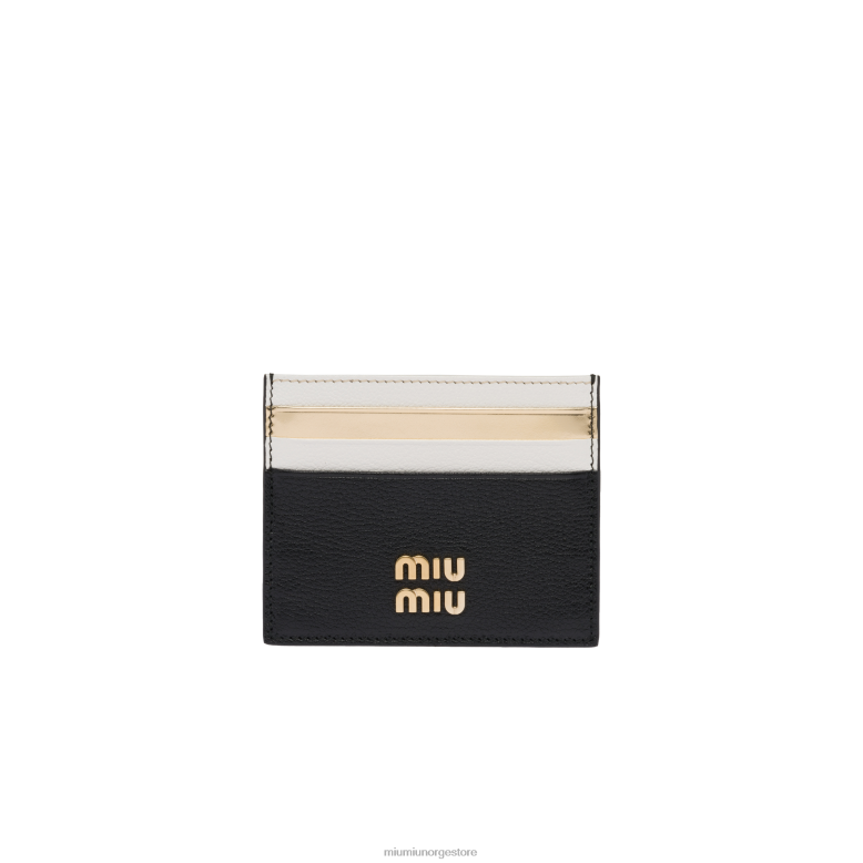 kortholder i skinn Miu Miu svart hvit 4R2LJ1055 samling