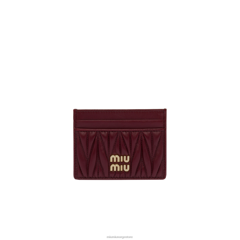 matelass nappa skinn kortholder Miu Miu amarant rød/maisgul 4R2LJ1039 samling
