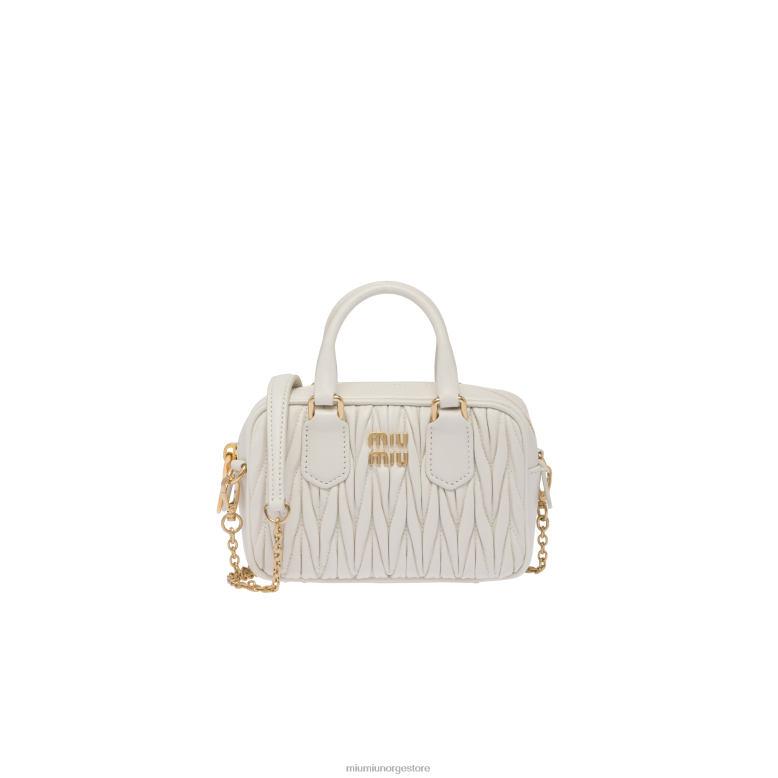 matelass nappaskinn miniveske med topphåndtak Miu Miu hvit 4R2LJ65 samling