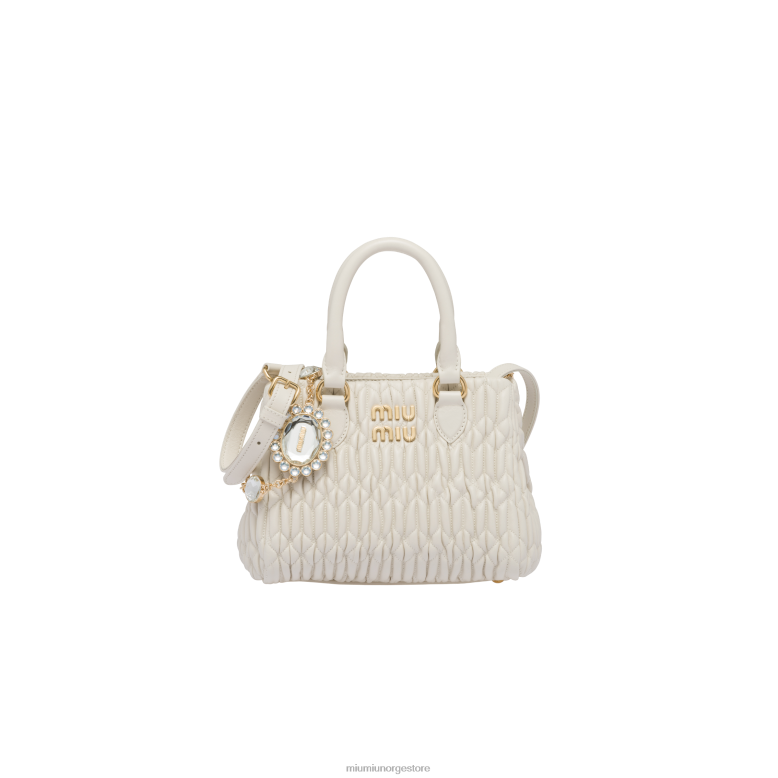 håndveske i nappaskinn i krystall Miu Miu hvit 4R2LJ156 samling