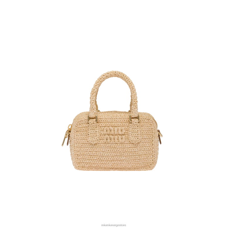 heklet veske med topphåndtak Miu Miu naturlig 4R2LJ162 samling
