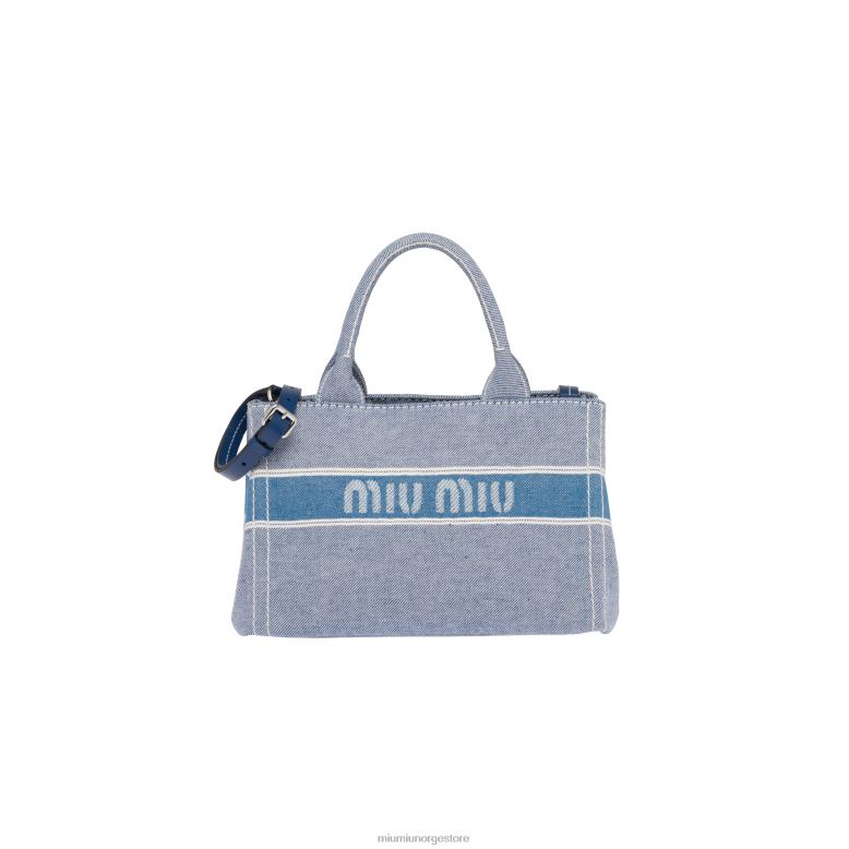denim veske med jacquard logo Miu Miu bluette 4R2LJ133 samling
