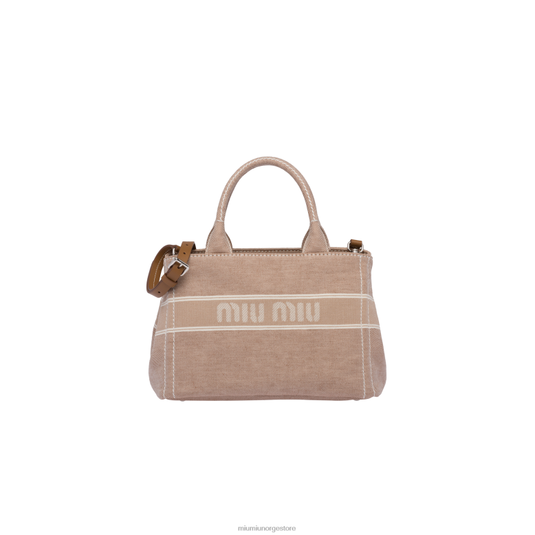 denim veske med jacquard logo Miu Miu kamelbrun 4R2LJ134 samling