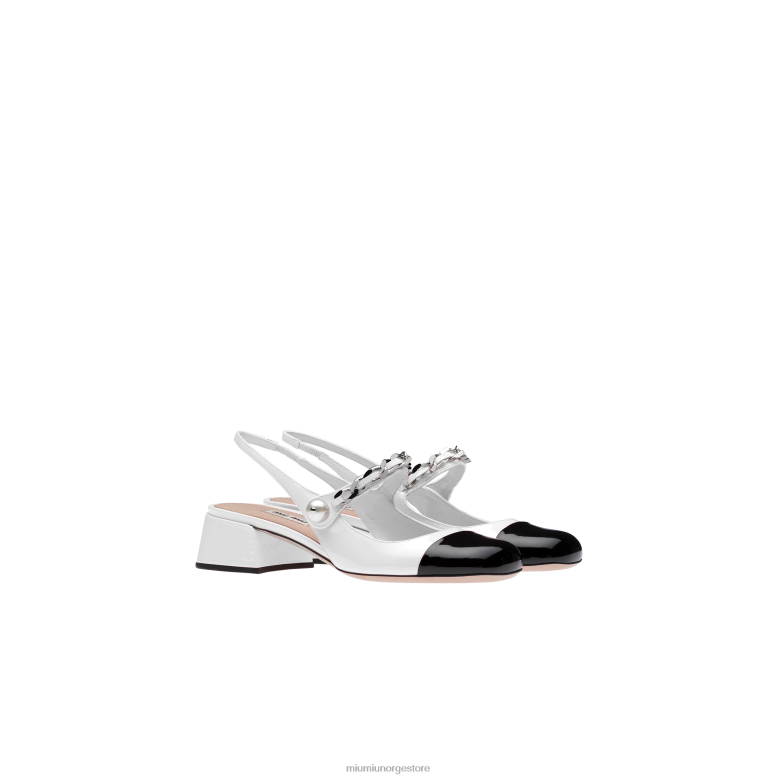 lakkpumper Miu Miu hvit svart 4R2LJ191 sko