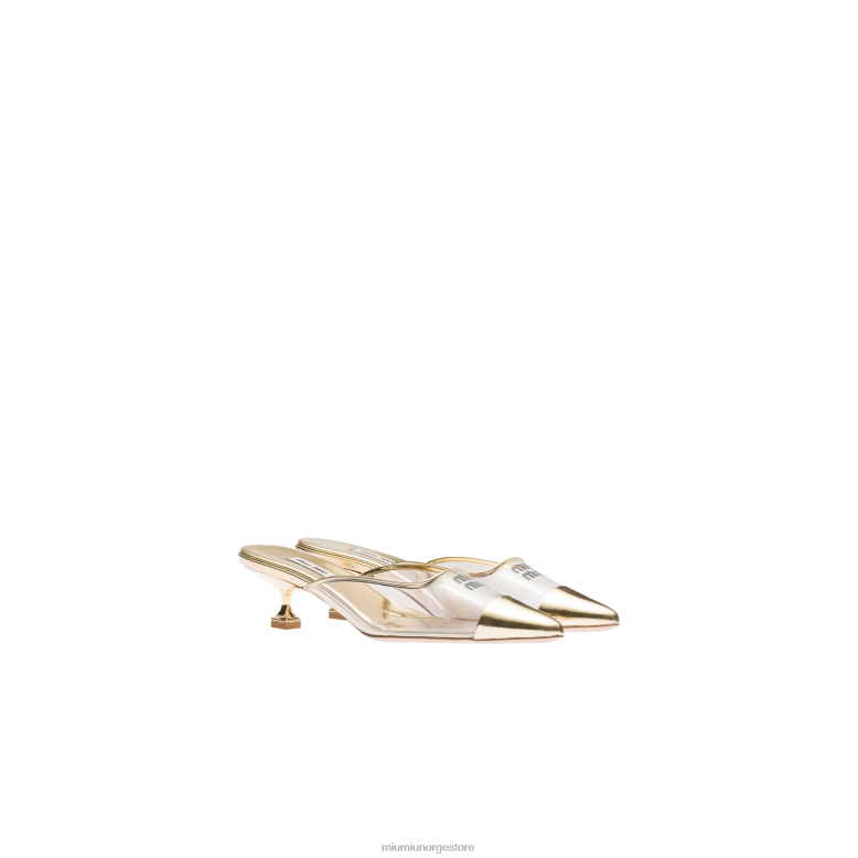 metallisk lær og plexiglas muldyr Miu Miu platina 4R2LJ206 sko