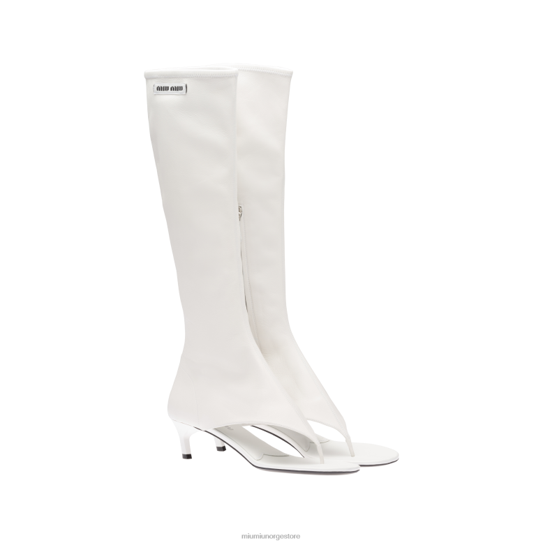 strammestøvler i nappaskinn i stretch Miu Miu hvit 4R2LJ332 sko