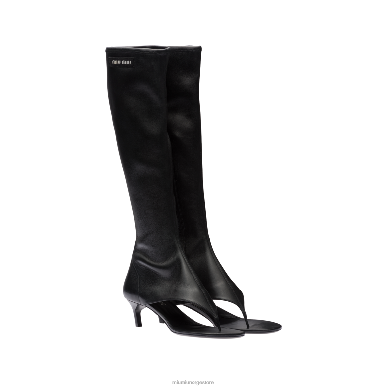 strammestøvler i nappaskinn i stretch Miu Miu svart 4R2LJ334 sko
