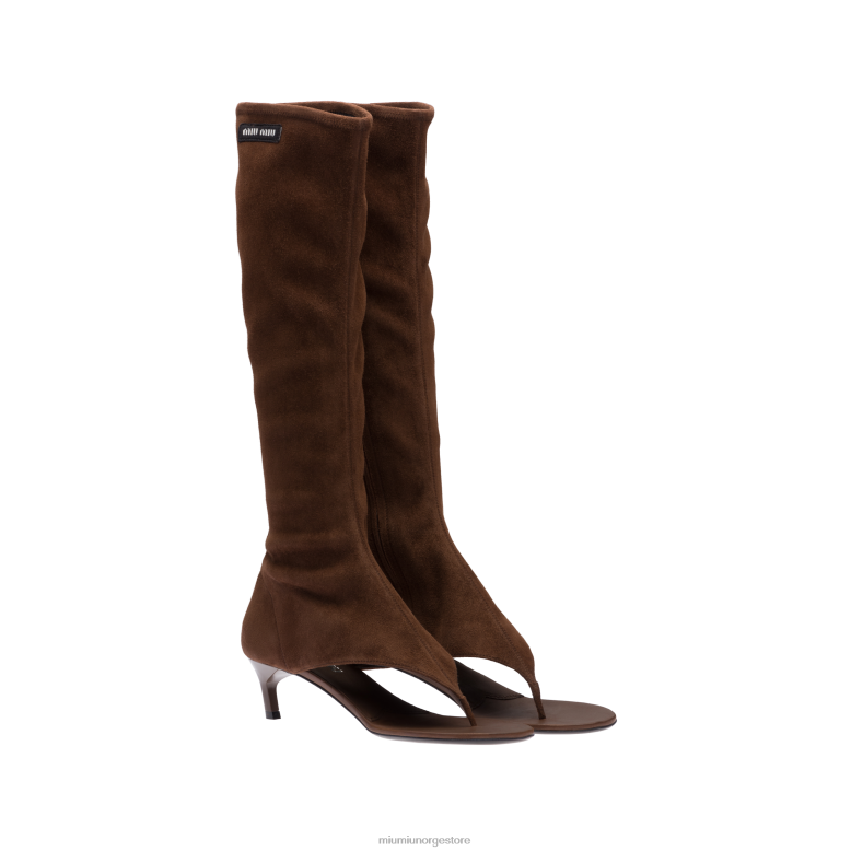 stringstøvler i semsket skinn Miu Miu kakao brun 4R2LJ333 sko