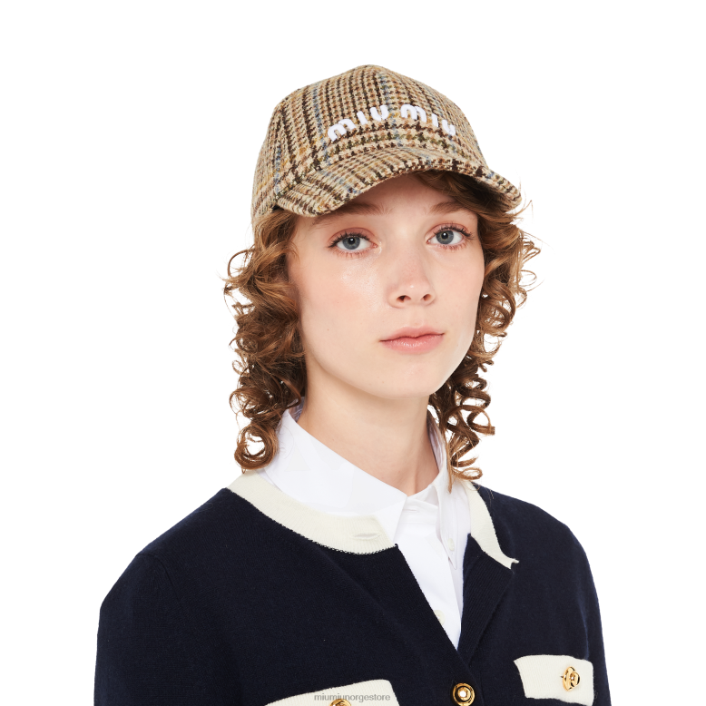 pledd baseballcaps i shetland ull Miu Miu kakao brun 4R2LJ1190 tilbehør
