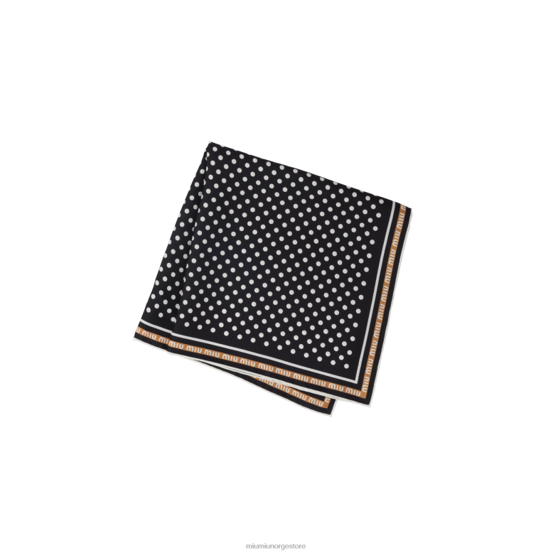 trykt twill skjerf Miu Miu sort/karamell 4R2LJ1235 tilbehør